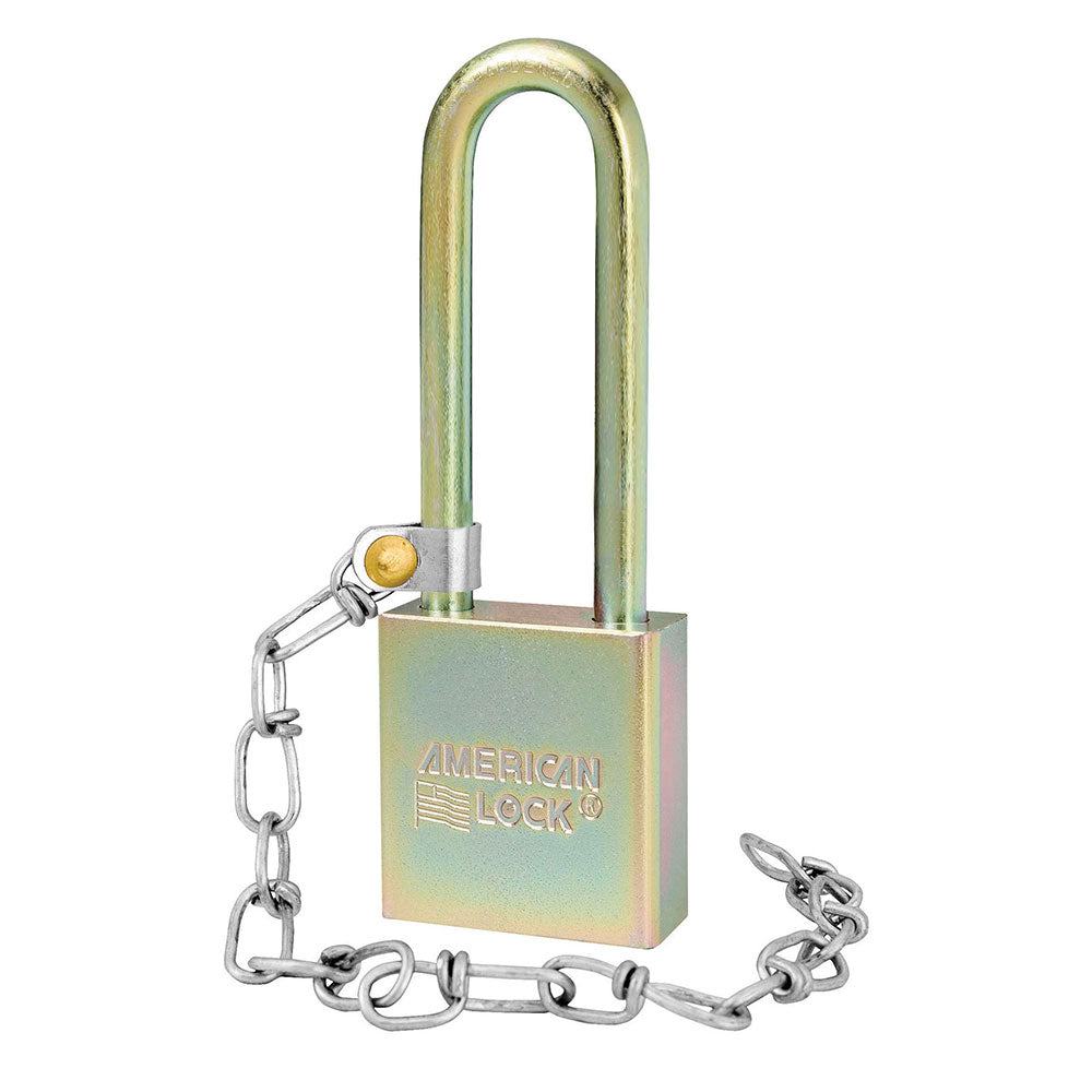 1-3/4in (44mm) Solid Steel BumpStop® Rekeyable Pin Tumbler Government Padlock with 3in (76mm) Shackle with Attached Chain, Keyed Alike