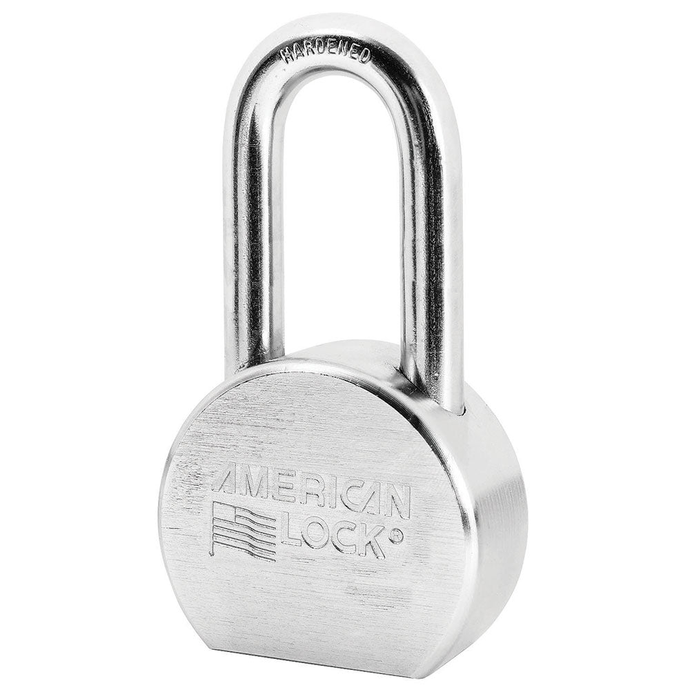 2-1/2in (64mm) Solid Steel Rekeyable Pin Tumbler Padlock, Chrome Plated, with 2in (51mm) Shackle