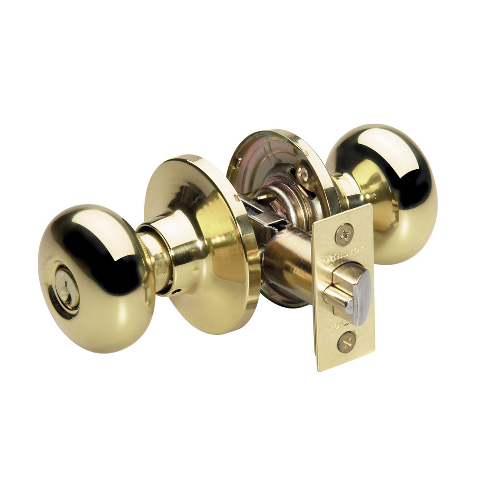 Biscuit Style Knob Entry Door Lock; Polished Brass, WR3/5