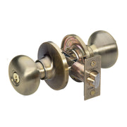 Biscuit Style Knob Entry Door Lock; Antique Brass, WR3/5
