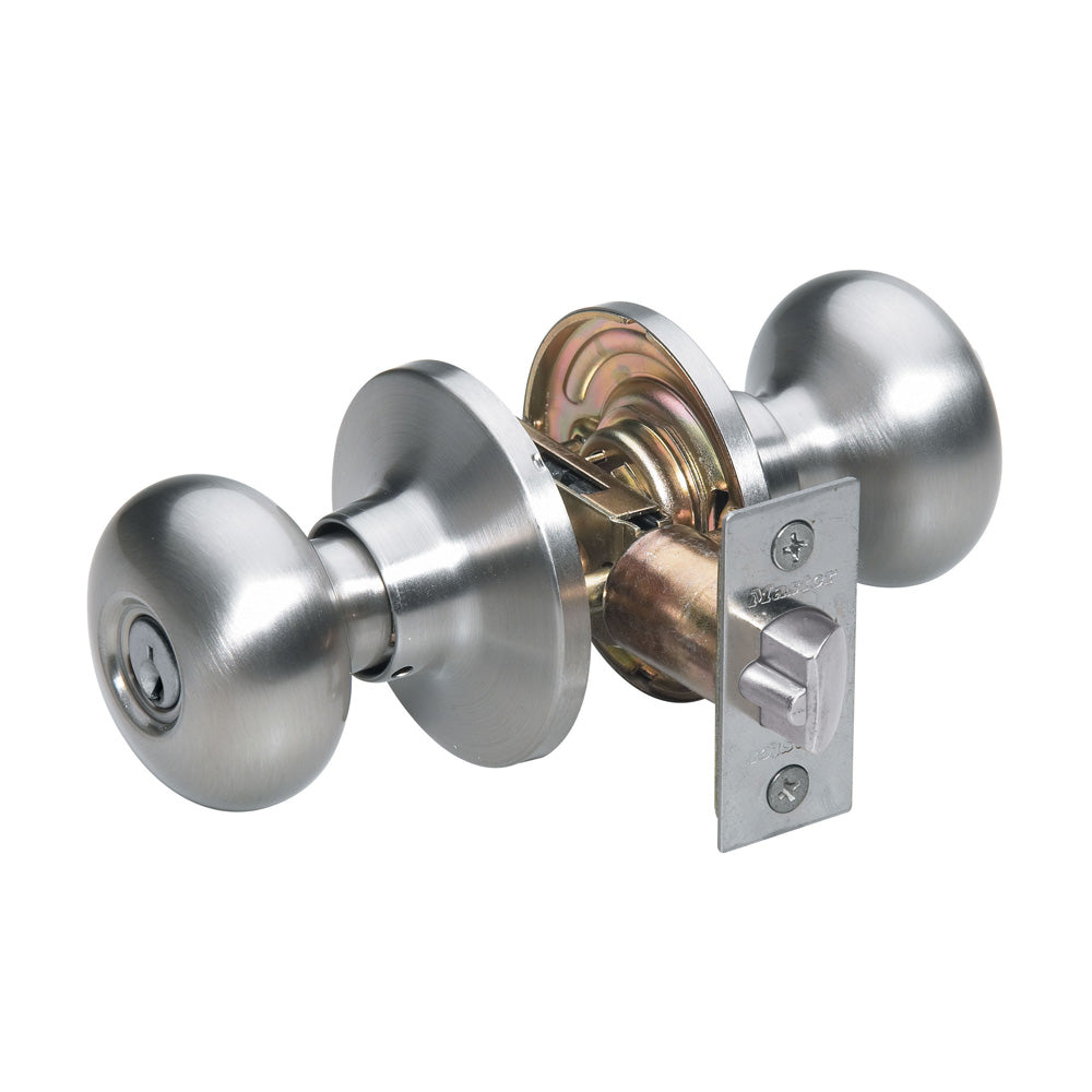 Biscuit Style Knob Entry Door Lock; Satin Nickel, SC1