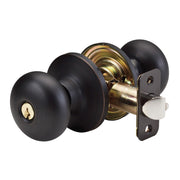Biscuit Style Knob Storeroom Lock; Aged Bronze, SC1