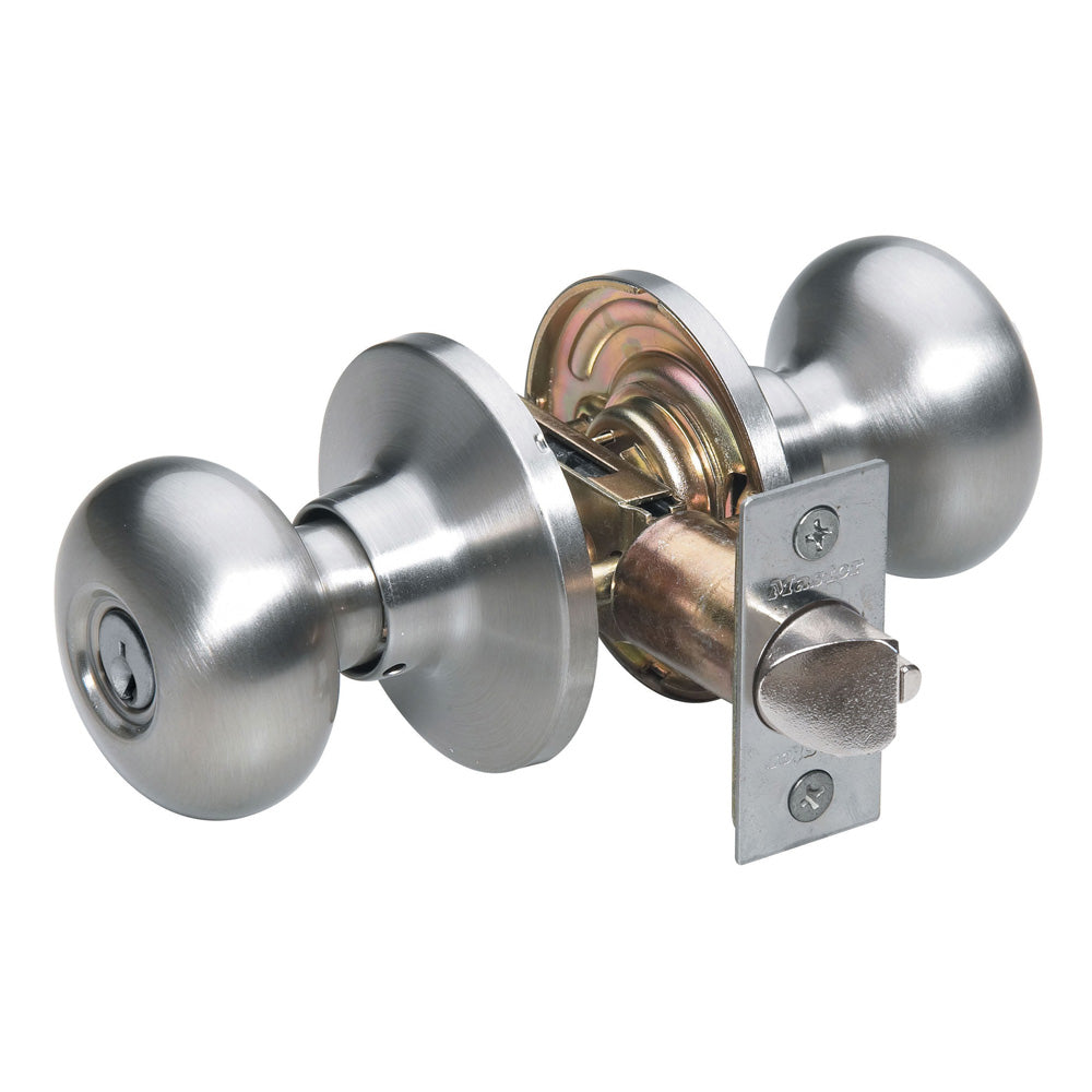 Biscuit Style Knob Storeroom Lock; Satin Nickel, KW1