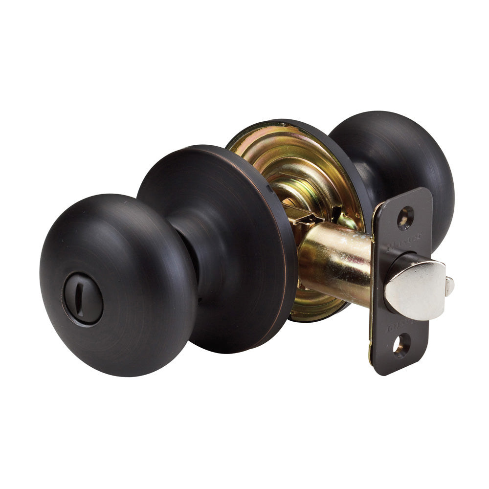 Biscuit Style Knob Privacy Door Lock; Aged Bronze