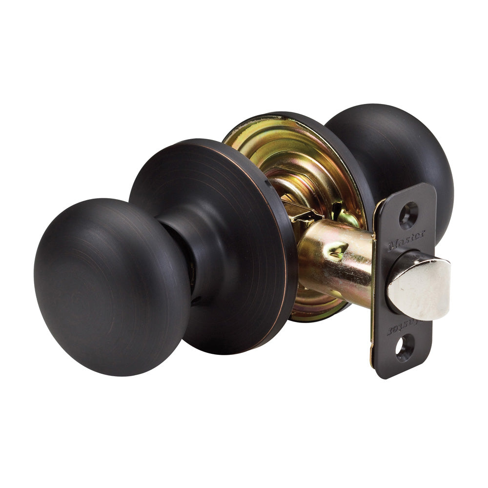 Biscuit Style Knob Passage Door Lock; Aged Bronze