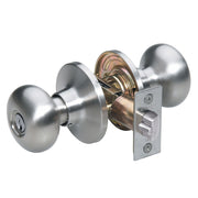 Biscuit Style Knob Entry Door Lock; Satin Nickel