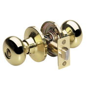 Biscuit Style Bed and Bath Door Knob; Polished Brass