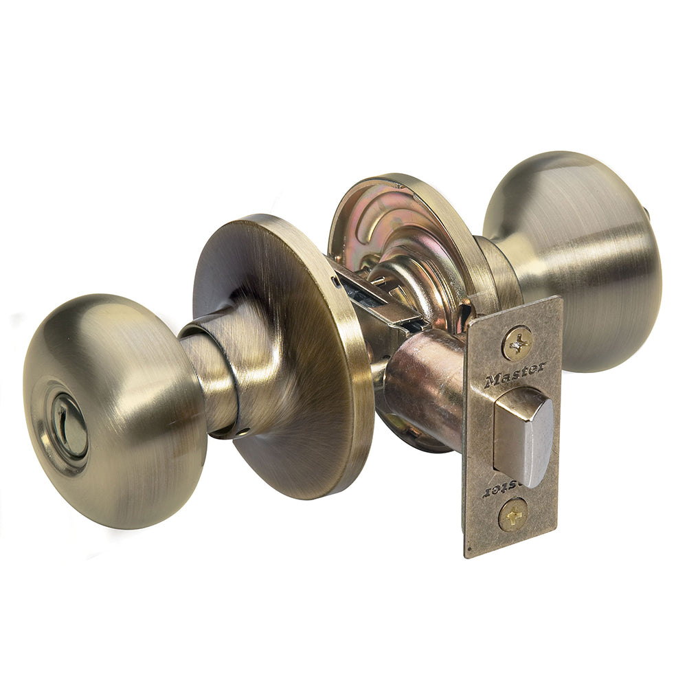 Biscuit Style Bed and Bath Door Knob; Antique Brass