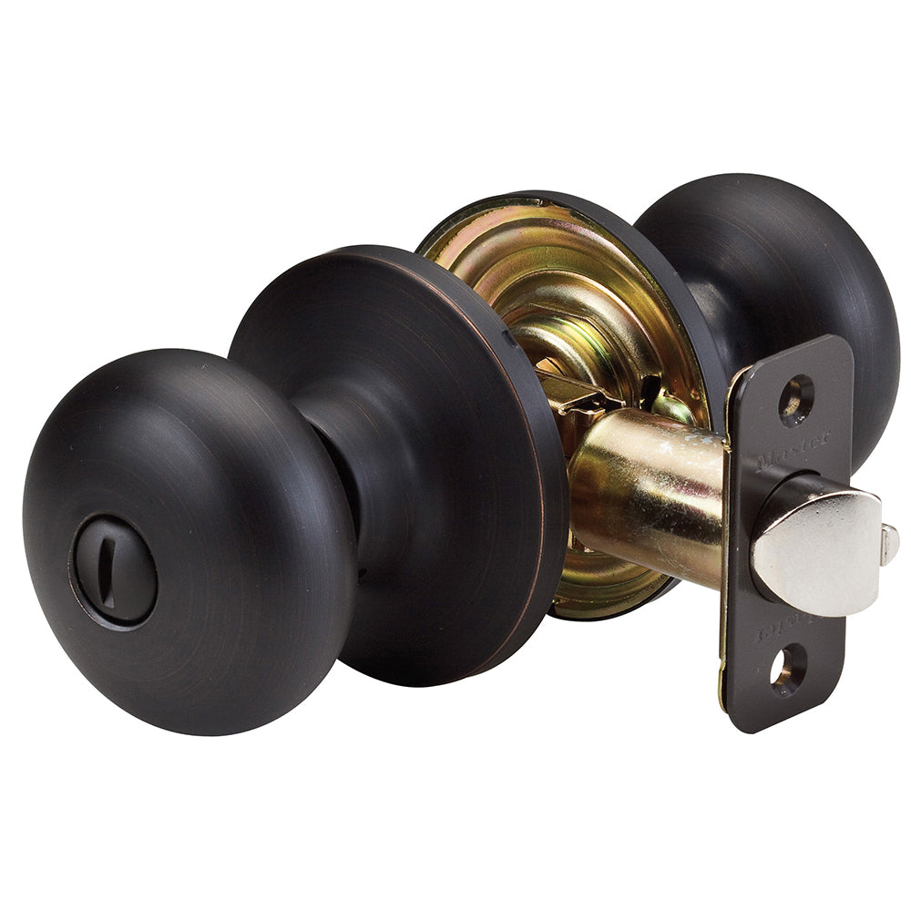 Biscuit Style Bed and Bath Door Knob; Aged Bronze