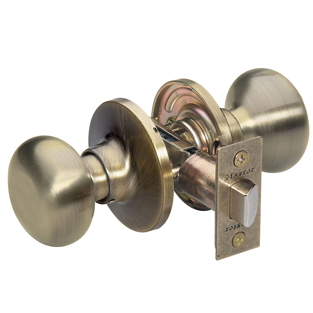 Biscuit Style Hall and Closet Door Knob; Antique Brass