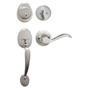Handleset with Wave Style Lever Interior and Single Cylinder Deadbolt (Left Hand); Satin Nickel, KW1
