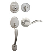 Handleset with Wave Style Lever Interior and Single Cylinder Deadbolt (Right Hand); Satin Nickel, SC1
