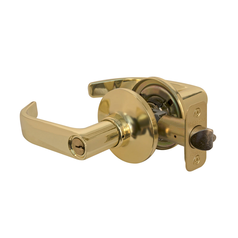 Return Style Lever Entry Door Lock; Polished Brass, SC1