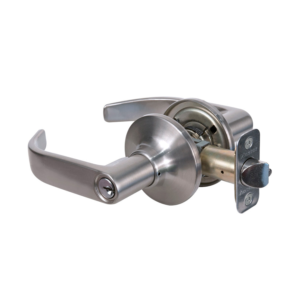 Return Style Lever Entry Door Lock; Satin Nickel, KW1