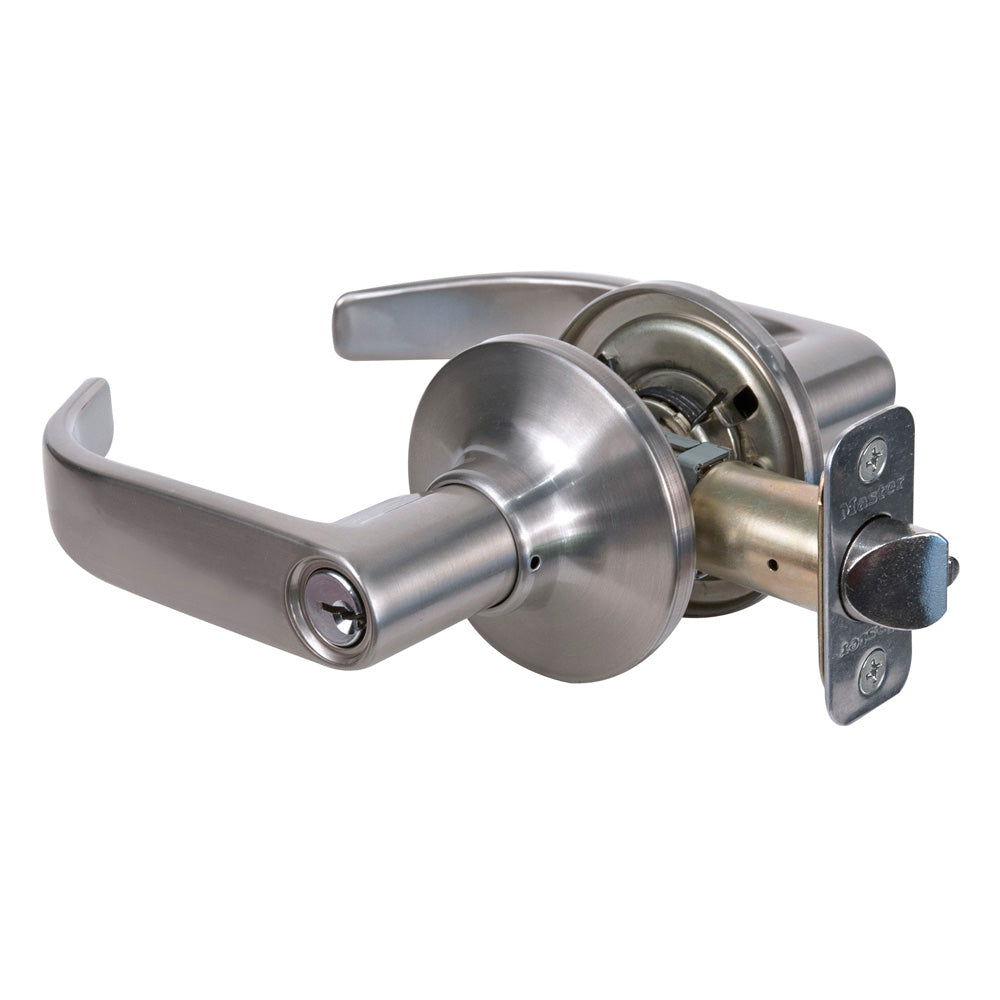 Return Style Lever Storeroom Lock; Satin Nickel, KW1