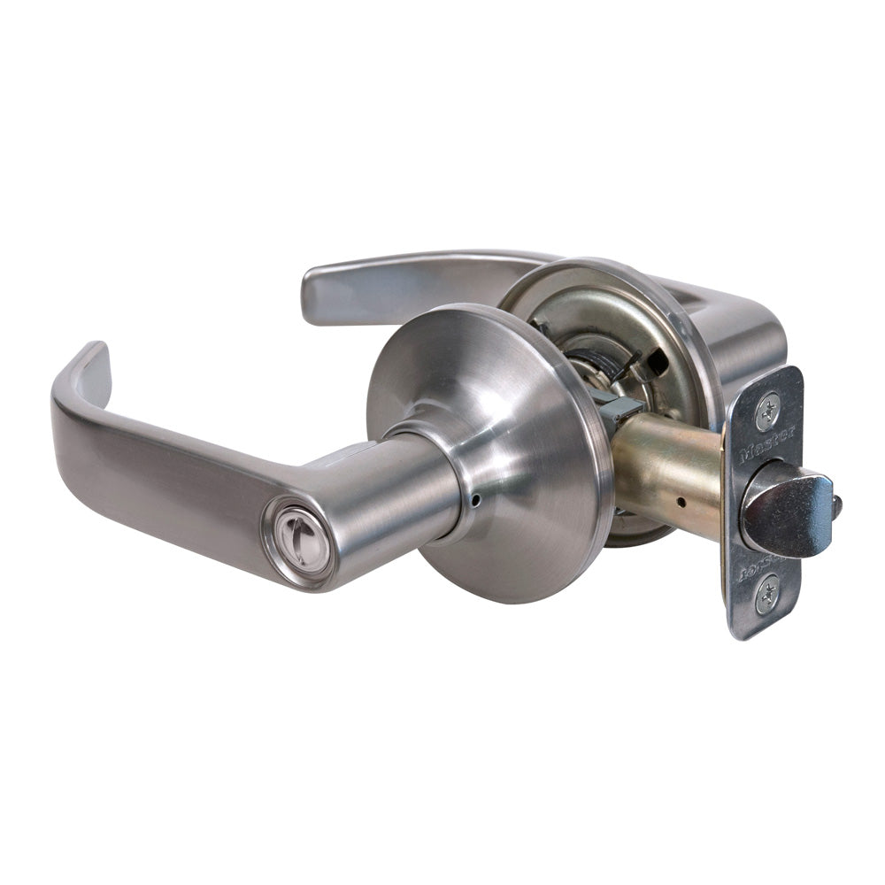 Return Style Lever Privacy Door Lock; Satin Nickel