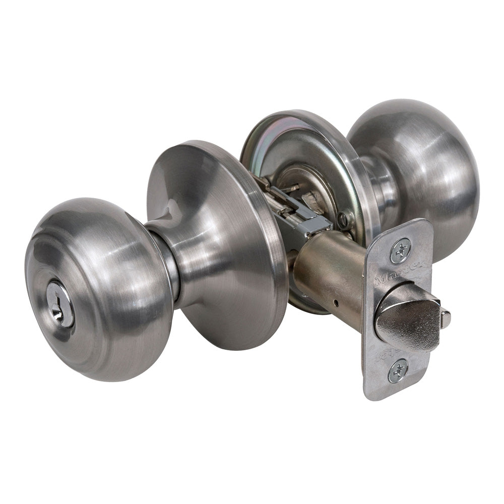 Rusk Style Knob Storeroom Lock; Satin Nickel, SC1