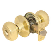 Rusk Style Knob Privacy Door Lock; Polished Brass