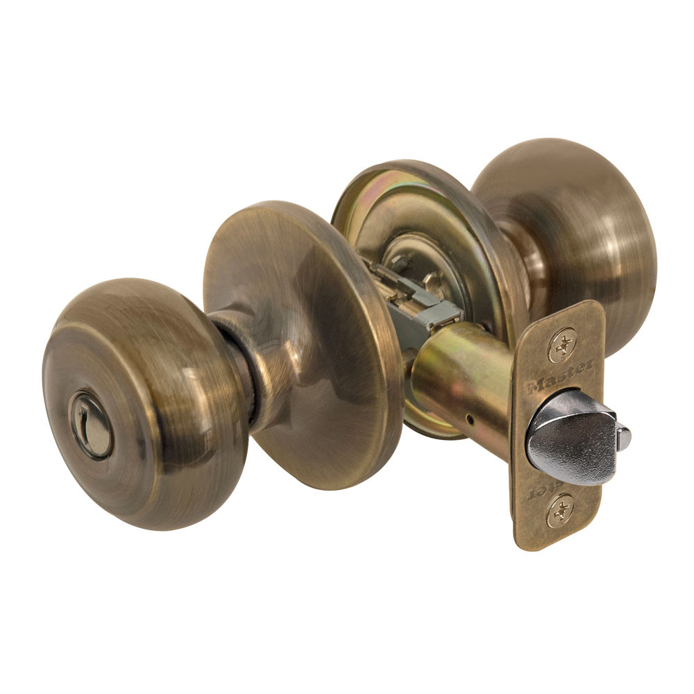 Rusk Style Knob Privacy Door Lock; Antique Brass
