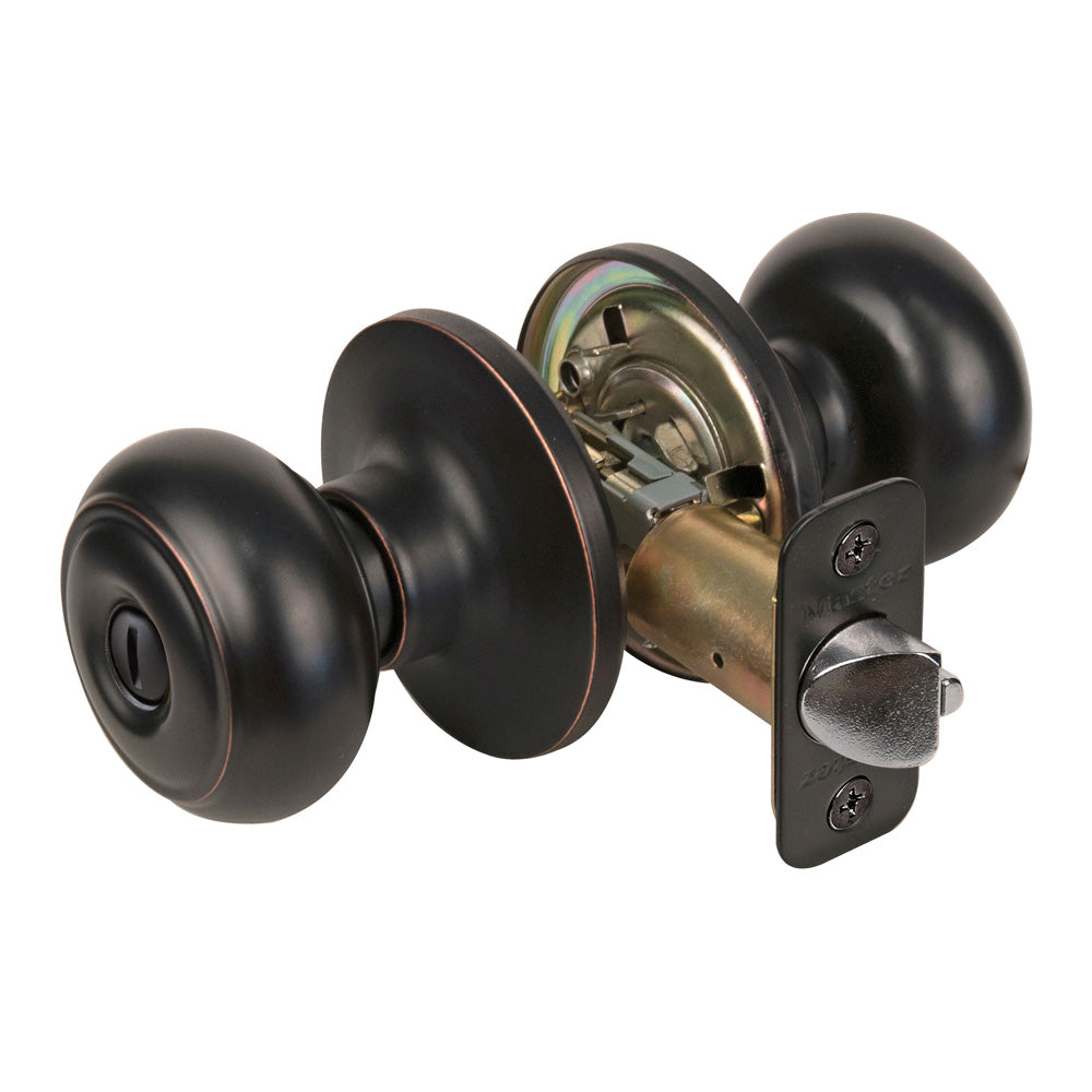 Rusk Style Knob Privacy Door Lock; Aged Bronze