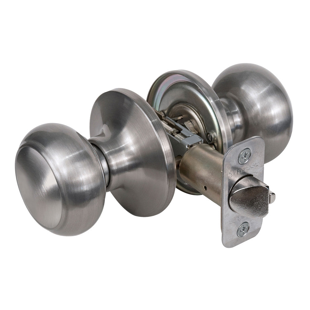 Rusk Style Hall and Closet Door Knob; Satin Nickel