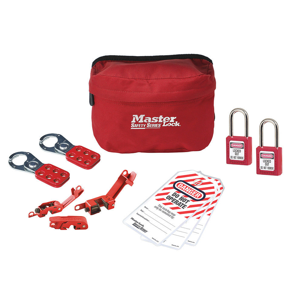 Lockout Pouch with Basic Electrical Device Assortment and two Zenex™ Thermoplastic Padlocks