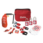 Lockout Pouch with Premier Electrical Device Assortment and three Zenex™ Thermoplastic Padlocks