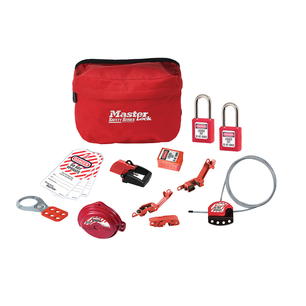 Lockout Pouch with Standard Valve and Electrical Device Assortment and two Zenex™ Thermoplastic Padlocks
