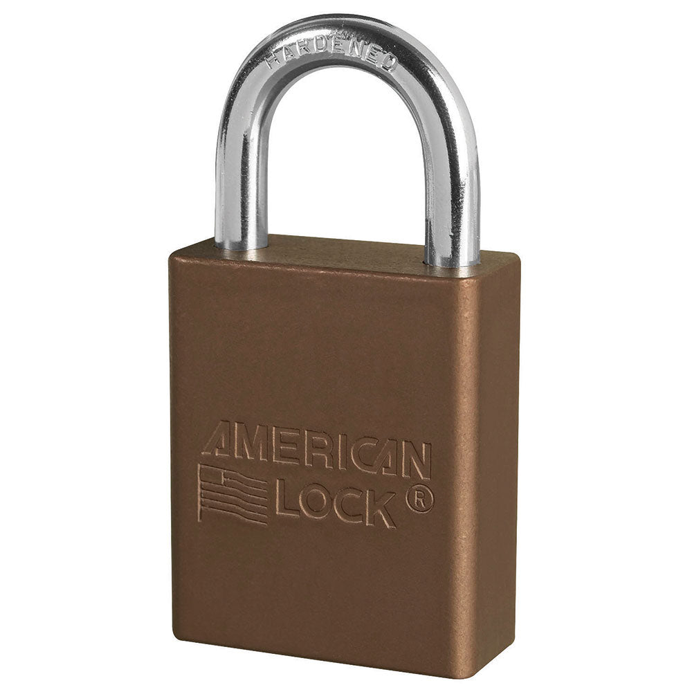 Brown Anodized Aluminum Safety Padlock, 1-1/2in (38mm) Wide with 1in (25mm) Tall Shackle