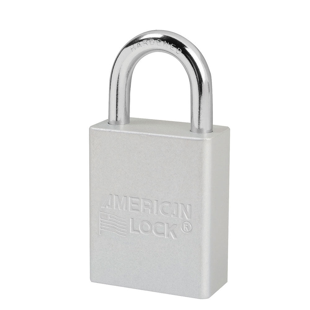 Silver Anodized Aluminum Safety Padlock, 1-1/2in (38mm) Wide with 1in (25mm) Tall Shackle
