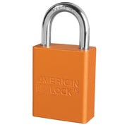 Orange Anodized Aluminum Safety Padlock, 1-1/2in (38mm) Wide with 1in (25mm) Tall Shackle, Keyed Alike Master Keyed