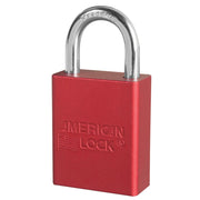 Red Anodized Aluminum Safety Padlock, 1-1/2in (38mm) Wide with 1in (25mm) Tall Shackle, Master Keyed