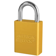Yellow Anodized Aluminum Safety Padlock, 1-1/2in (38mm) Wide with 1in (25mm) Tall Shackle, Keyed Alike Master Keyed