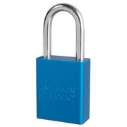 Blue Anodized Aluminum Safety Padlock, 1-1/2in (38mm) Wide with 1-1/2in (38mm) Tall Shackle, Master Keyed