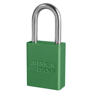 Green Anodized Aluminum Safety Padlock, 1-1/2in (38mm) Wide with 1-1/2in (38mm) Tall Shackle, Keyed Alike
