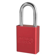 Red Anodized Aluminum Safety Padlock, 1-1/2in (38mm) Wide with 1-1/2in (38mm) Tall Shackle, Keyed Alike