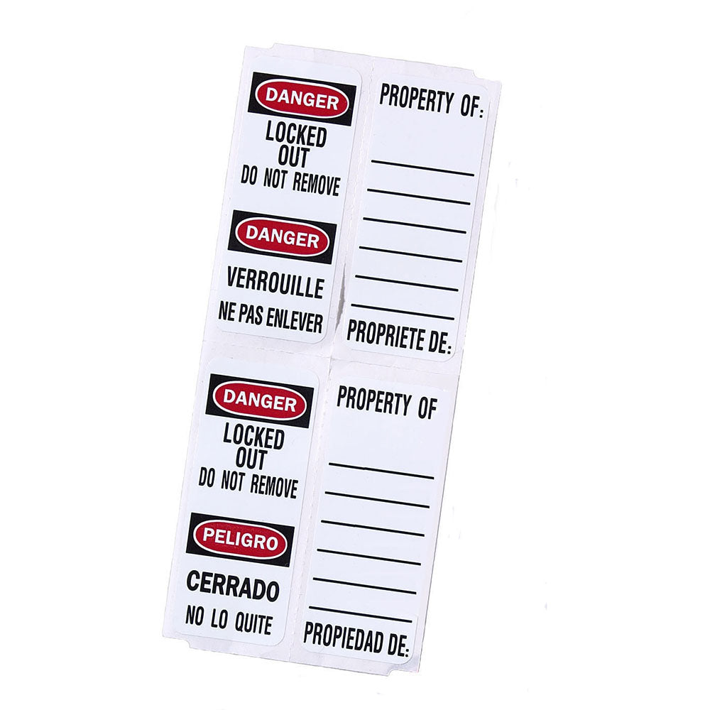 Write-on No 411 Padlock Labels, English/Spanish & English/French