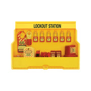 Lockout Station with Standard Electrical Device Assortment and six Zenex™ Thermoplastic Padlocks
