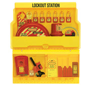 Deluxe Lockout Station with Standard Valve and Electrical Device Assortment and six Zenex™ Thermoplastic Padlocks