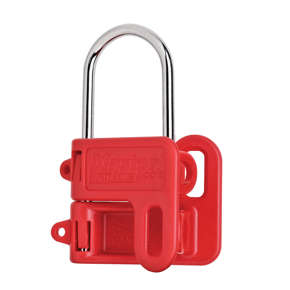 Steel Hasp with Red Plastic Handle, 1n (25mm) Jaw Clearance