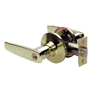 Straight Style Lever Entry Door Lock; Polished Brass