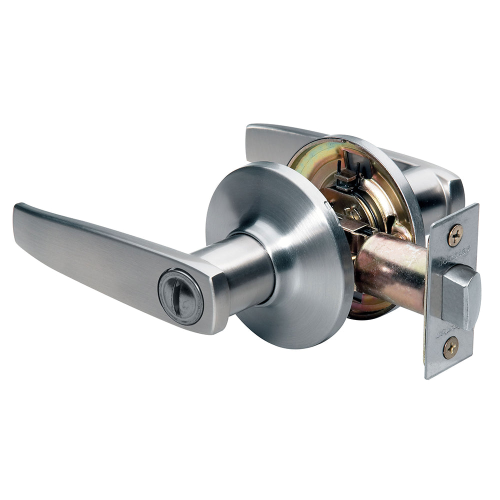 Straight Style Lever Bed and Bath Door Knob; Satin Nickel