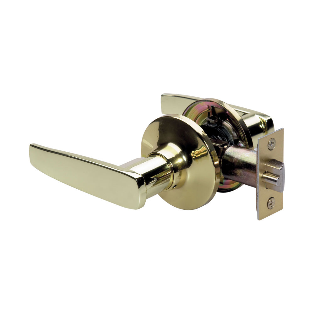 Straight Style Lever Passage Door Lock; Polished Brass