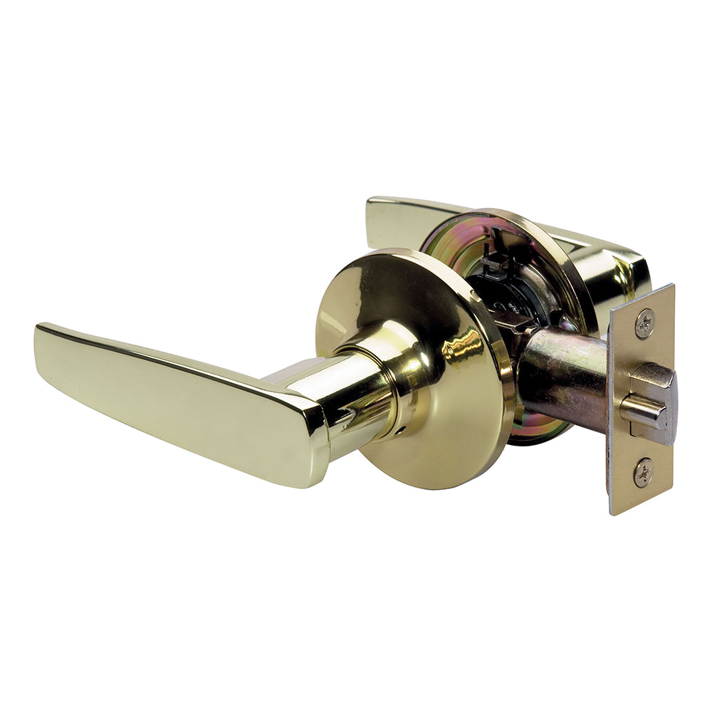 Straight Style Lever Hall and Closet Door Knob; Polished Brass