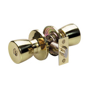 Tulip Style Knob Entry Door Lock; Polished Brass, KW1