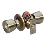 Tulip Style Knob Entry Door Lock; Antique Brass, WR3/5
