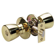 Tulip Style Knob Entry Door Lock; Polished Brass