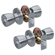 Tulip Style Knob Entry Door Lock; Satin Nickel; 2-Pack
