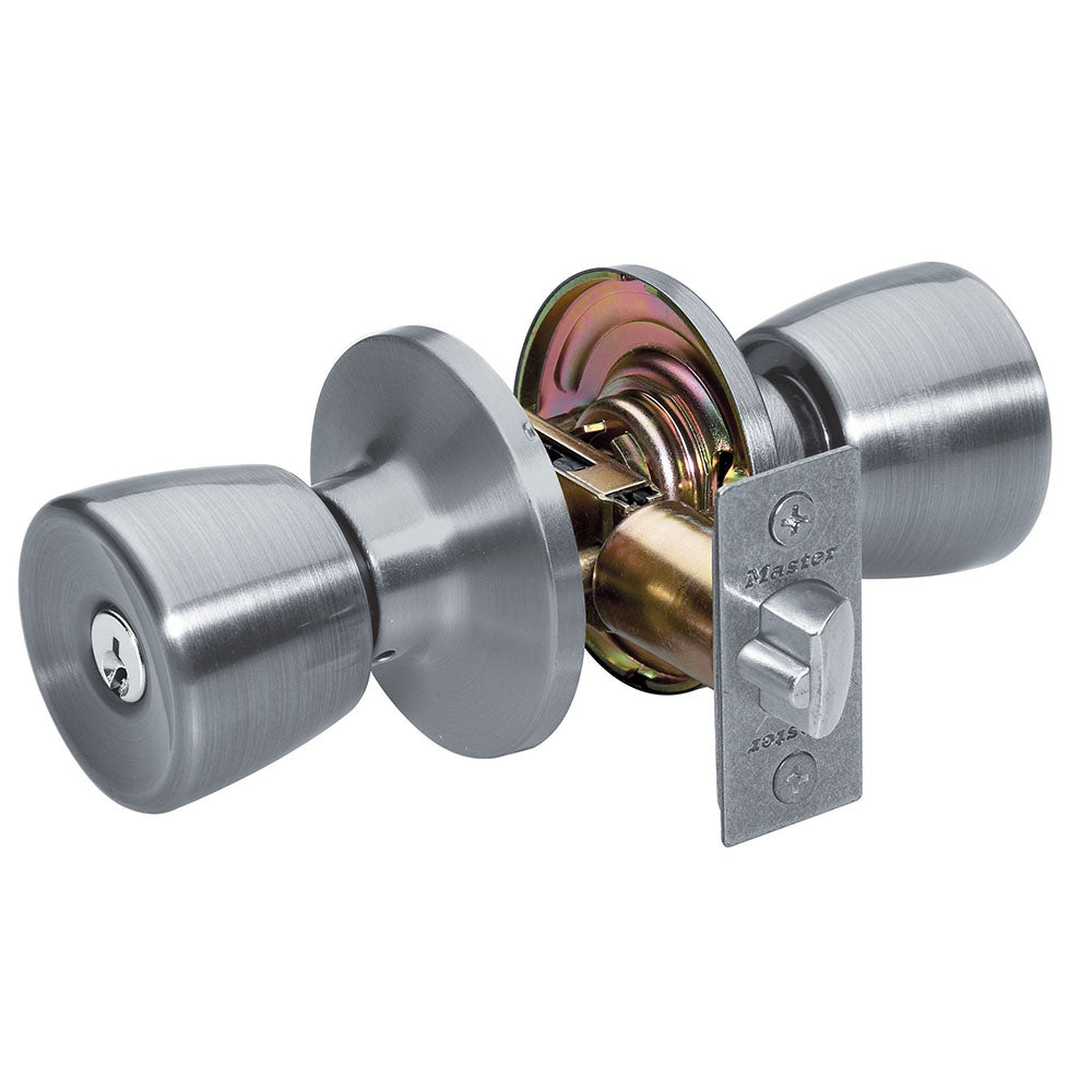 Tulip Style Knob Entry Door Lock; Satin Nickel