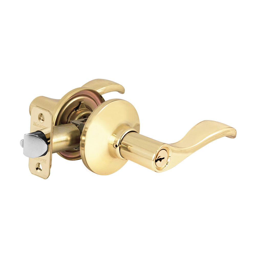 Wave Lever Style Entry Door Lock; Polished Brass, SC1